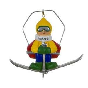  Personalized Skier on Chairlift   Male Christmas Ornament 