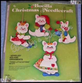   Bucilla 4 THREE LITTLE KITTENS Ornaments Christmas Felt Kit   Mama Cat