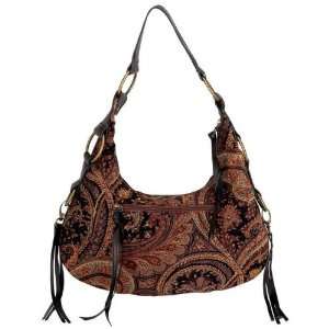  Gigi Chantaltrade Small Brown Tapestry Purse with Tassels 