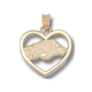  Arkansas Razorbacks Heart Pendant   10KT Gold Jewelry 