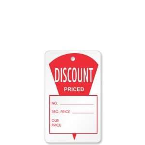  Discount tag, white stock, red ink, No String , 1.25 x 1 