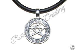 Gothic Celtic Pentagram Pendant Rubber Necklace  