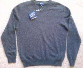 Allen Solly Mens Size M V Neck 100% Cashmere Sweater (dark gray 