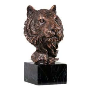  Tiger Head with Base Bronze Finish Statue, 8.5 inches H 