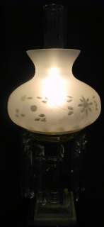 ANTIQUE 1850 BRASS COLUMN & MARBLE SOLAR LAMP W SHADE  