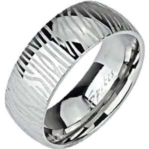    Size 8 Spikes 316L Stainless Steel Zebra Print Ring Jewelry