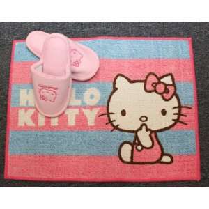  Official Hello Kitty Slippers & Floor Mat By Sanrio   Pink 