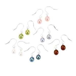   Chocolate and Black Freshwater Cultured Pearl 6 Pair Earrings Set (6