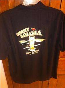 138 XL NWT Tommy Bahama THIRD AND LONG Black embroidered ltd ed. Silk 