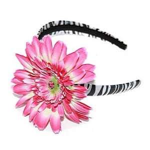  Zebra with Candy Pink Daisy Hard Headband Beauty