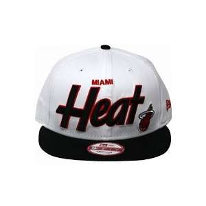 New Era Team Script White Miami Heat Snapback Hat White. Size  