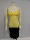 NWT $180 Wendy Hil Sexy Yellow Halter Twist Ruched Smoc