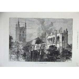   Fine Art 1872 Fire Canterbury Cathedral Church Ruins