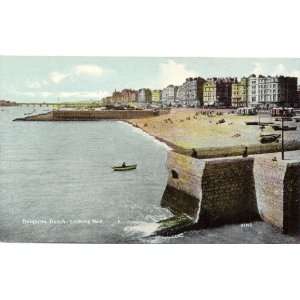 1905 Vintage Postcard View of Beach, Looking West, Brighton England UK