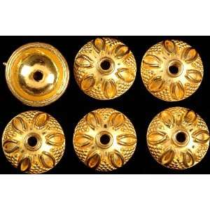  Floral Gold Plated Caps (Price Per Pair)   Sterling Silver 