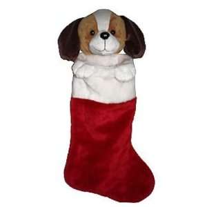 21 Plush Dog / Puppy Head Christmas Holiday Stocking  