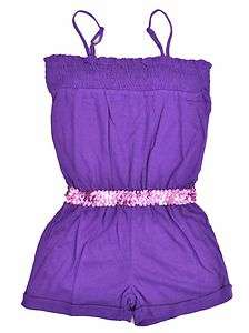 Dream Star Girls Royal Purple Sequin Waisted Romper Size 7/8 10/12 14 