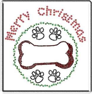 Rhinestones Pattern CHRISTMAS WREATH DOG BONE 2405  