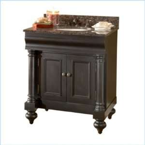   30 Vanity in Distressed Black Sherwin Williams Finish and Gold Hill