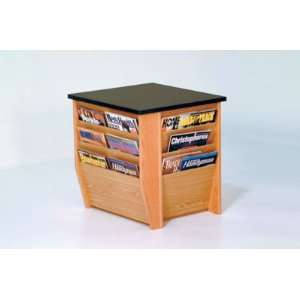  Three Sided Magazine End Table   Black Top with Light Oak 
