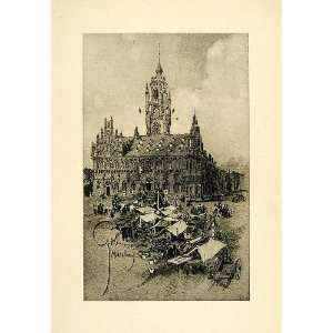 1909 Print Town Hall Middelburg Architecture Zeeland Netherlands Dutch 