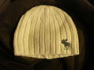 NWT ABERCROMBIE & FITCH MENS WOOL CREAM HAT SKULLIE  