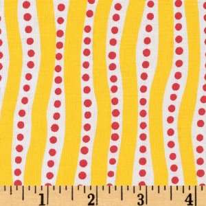   Hoopla Wave Stripe Yellow Fabric By The Yard Arts, Crafts & Sewing