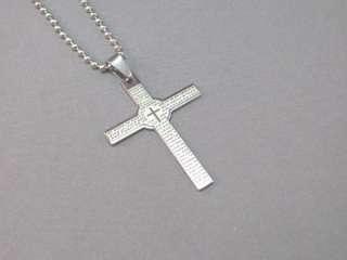 Christian Pendant   Our Father Lords Prayer Etched Cross   Ball 