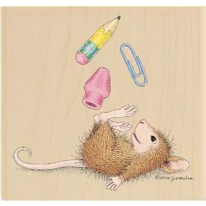    House Mouse Mounted Rubber Stamp, Class Clown 