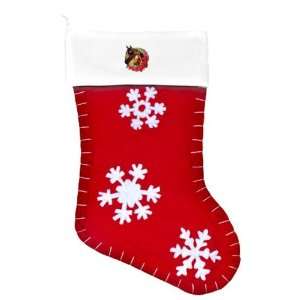    Felt Christmas Stocking Red Horse And Roses 