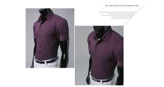 Bros mens Dress Shirts Shorts Sleeve Purple M.21  