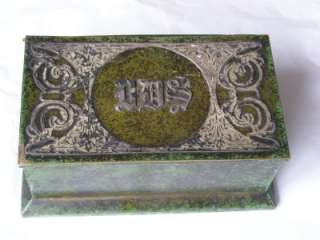 RRR Antique USA bronze&silver table cigar case Humidor  