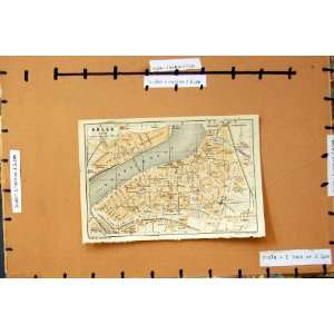  1913 MAP RIVIERA CORSICA STREET PLAN TOWN ARLES RHONE 