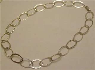   925 Modernist Hammered Oval Circle Ring Chain 17 Necklace 15g  