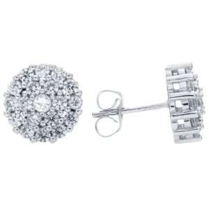  Clear CZ Clustered .925 Sterling Silver Stud Earrings 