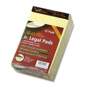   Gold Fibre Writing Pads, Jr. Legal Rule, 5x8, Canary, 12 50 Sheet 