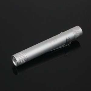  Mini Aluminum 3W LED Flashlight Torch w/Clip Silver 