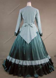 Civil War Victorian Gingham Ball Gown Dress Prom 122 L  