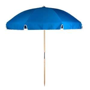   Blue Fiberglass Acrylic Beach Umbrella   Wood Pole 