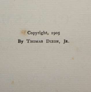 Thomas Dixon Jr   The Clansman   1905 HC 1st 1st   NR  