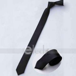 inch Skinny Slim Tie Narrow Necktie Solid Black  