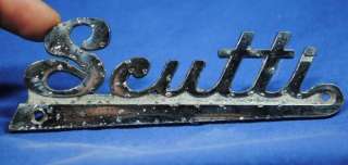 Vtg Old 1940s 50s Scutti Car Dealer Badge Hot Rat Rod  