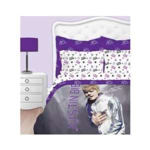  Twin Singing Justin Bieber Concert Purple Grey Comforter 