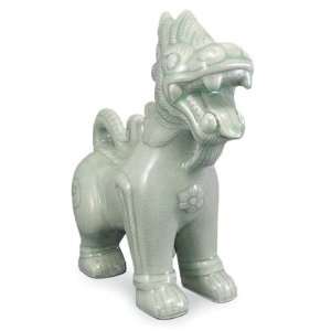   Celadon ceramic figurine, Singha, Lion Temple Guard