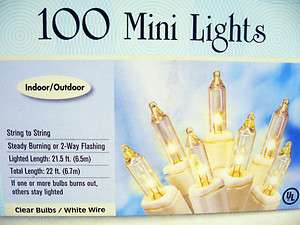 100 Clear Bulbs Mini String Light Set White Cord IndoorOutdoor NEW 