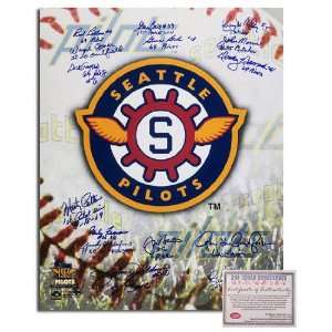  Seattle Pilots   Logo Collage 2   1969 Team Signed 16x20 