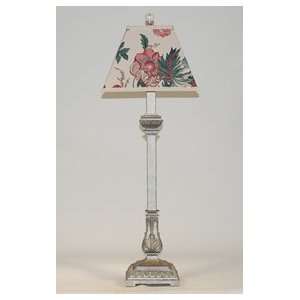  Silver Washed Metal Lamp with Floral Shade