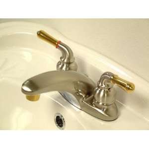   Twin Lever Handles 4 Centerset Bathroom Faucet without Pop Up, Satin
