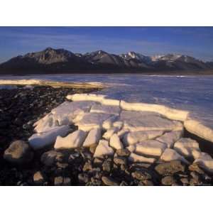  Spring Thaw with Broken Ice and Mountains, Alaska Premium 