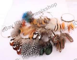 Wholesale jewelry lot 12 feather earings hoop rings E96  